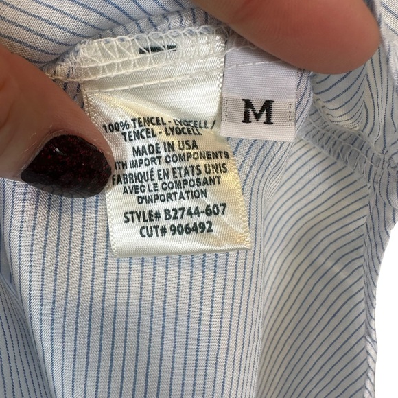 Bella Dahl Tank Top Womens Collared Striped Button Down Pockets Blue Medium - Picture 8 of 10